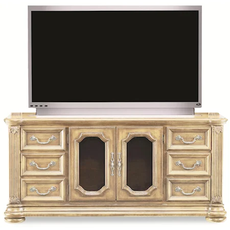 TV Stand with Reeded Pilasters and Metal Bail Hardware